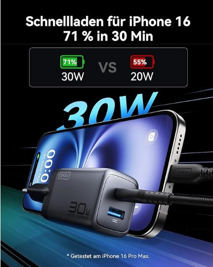 INIU 30 W USB C Charger Pack of 2, [USBC + USBA] Fast Charger with Cable