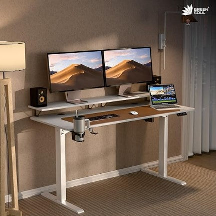 Green Soul Elevate Height Adjustable Table with Monitor Riser