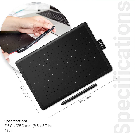 One By Wacom Medium CTL-672/K0-CX 8.5 x 5.3 inch Graphic Pen Tablet for Creators (Connectivity - USB)