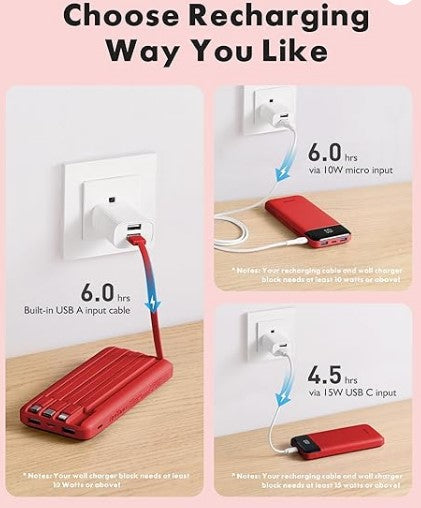 Charmast Portable Charger with Built in Cables